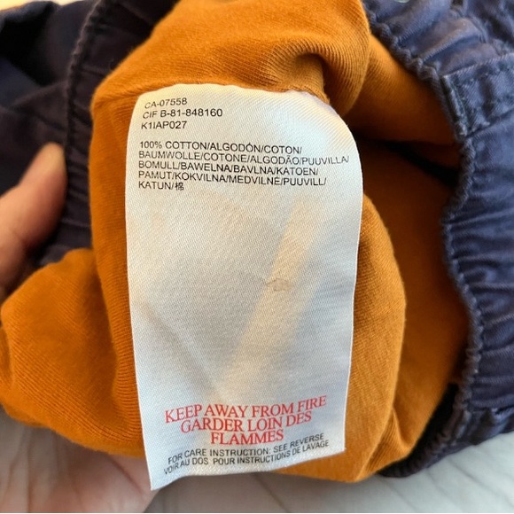 2/$25 Baby Mexx Blue Lined Cargo Pants Elastic Drawstring Adjustable Waist 6-9M - Picture 8 of 9